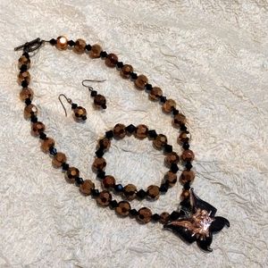 🦋 Murano Glass Pendant Necklace Set 3pc